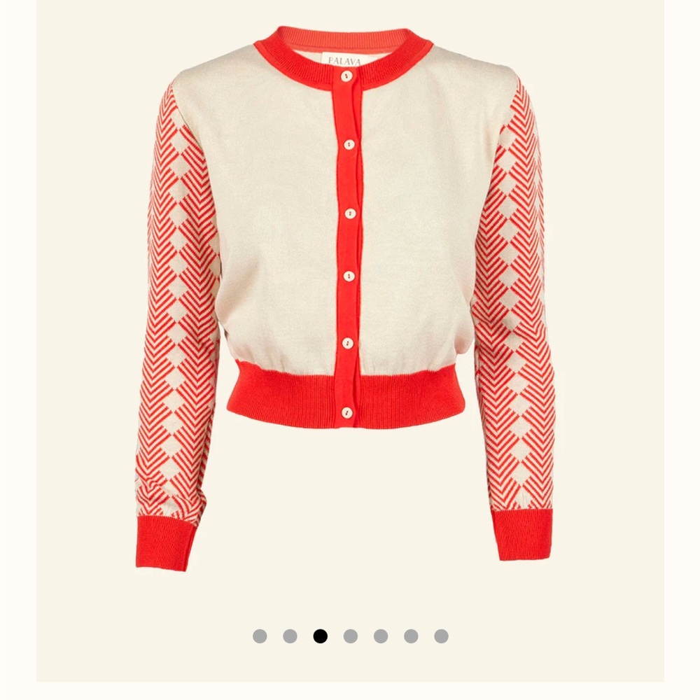 Palava- Vera Full Length Sleeve Cardigan - Cream/Orange Large Tiger